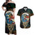 Aloha Hawaii Surfing Skull Couples Matching Off Shoulder Maxi Dress and Hawaiian Shirt Shaka Skeleton Ride The Waves - Polynesian Pride