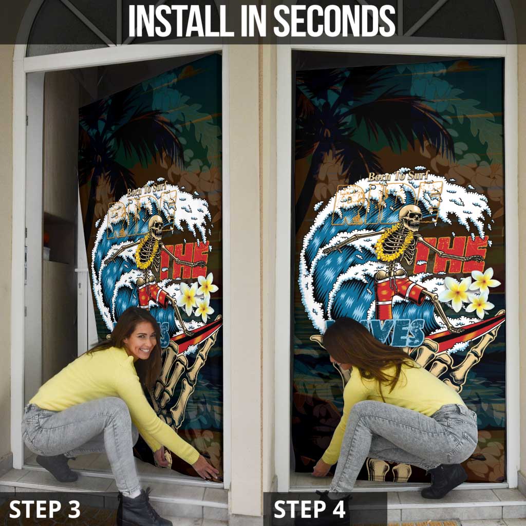 Aloha Hawaii Surfing Skull Door Cover Shaka Skeleton Ride The Waves - Polynesian Pride