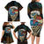 Aloha Hawaii Surfing Skull Family Matching Long Sleeve Bodycon Dress and Hawaiian Shirt Shaka Skeleton Ride The Waves - Polynesian Pride