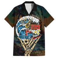 Aloha Hawaii Surfing Skull Family Matching Off Shoulder Short Dress and Hawaiian Shirt Shaka Skeleton Ride The Waves LT14 Dad's Shirt - Short Sleeve Black - Polynesian Pride