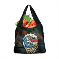 Aloha Hawaii Surfing Skull Grocery Bag Shaka Skeleton Ride The Waves - Polynesian Pride