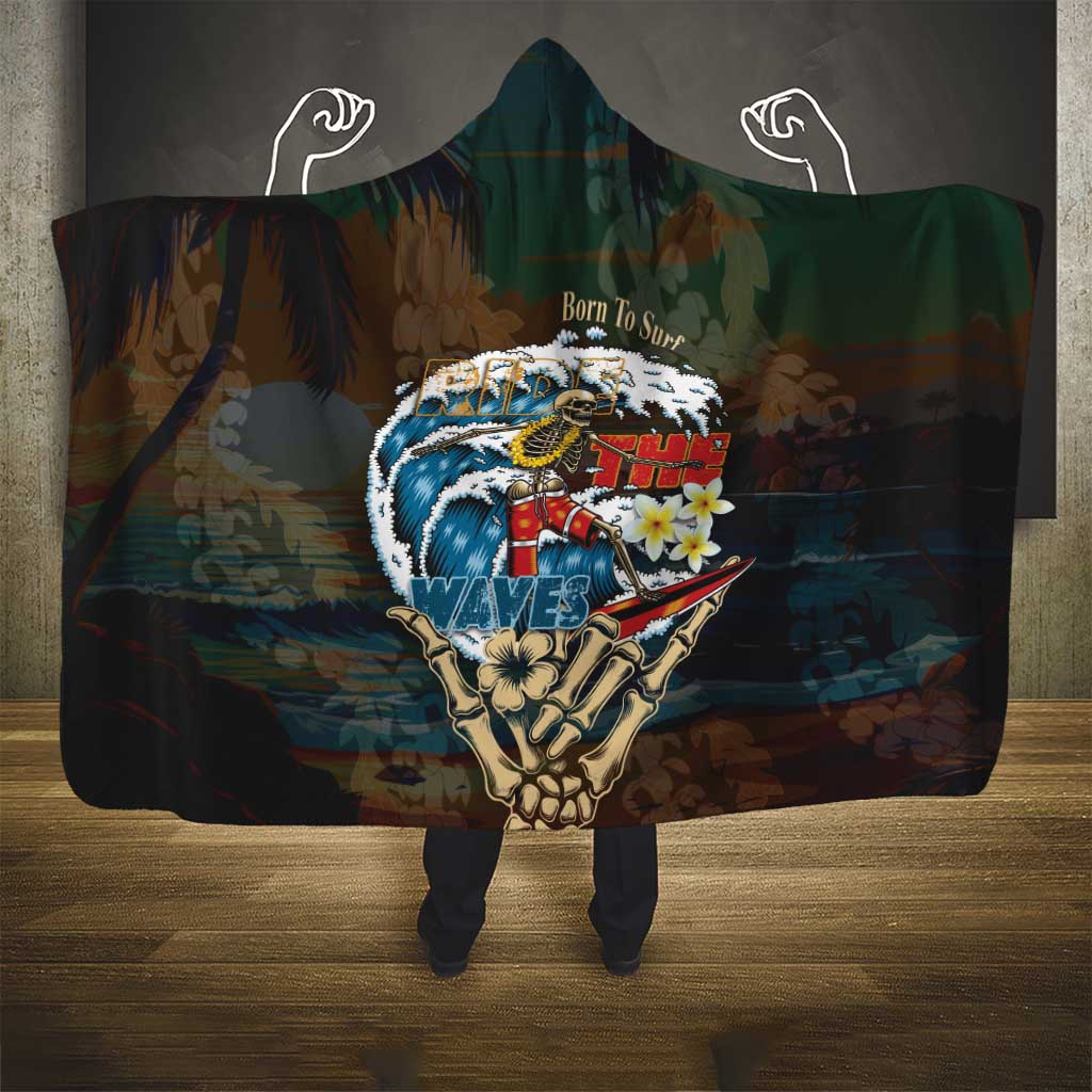 Aloha Hawaii Surfing Skull Hooded Blanket Shaka Skeleton Ride The Waves - Polynesian Pride