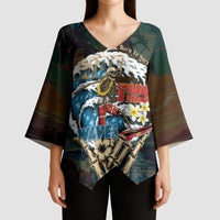 Aloha Hawaii Surfing Skull Kimono Sleeve Blouse Shaka Skeleton Ride The Waves - Polynesian Pride