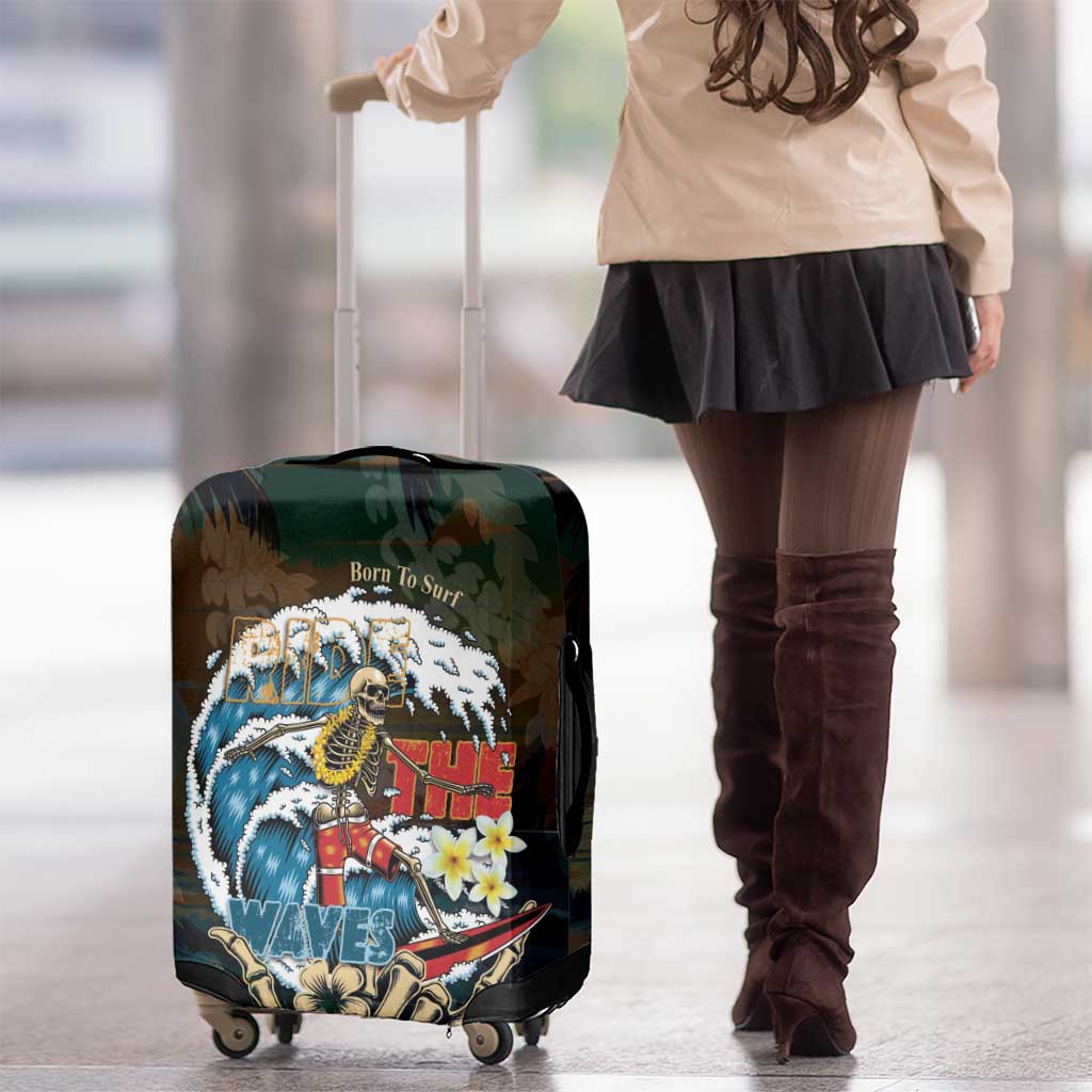 Aloha Hawaii Surfing Skull Luggage Cover Shaka Skeleton Ride The Waves - Polynesian Pride