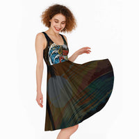 Aloha Hawaii Surfing Skull Midi Dress Shaka Skeleton Ride The Waves - Polynesian Pride