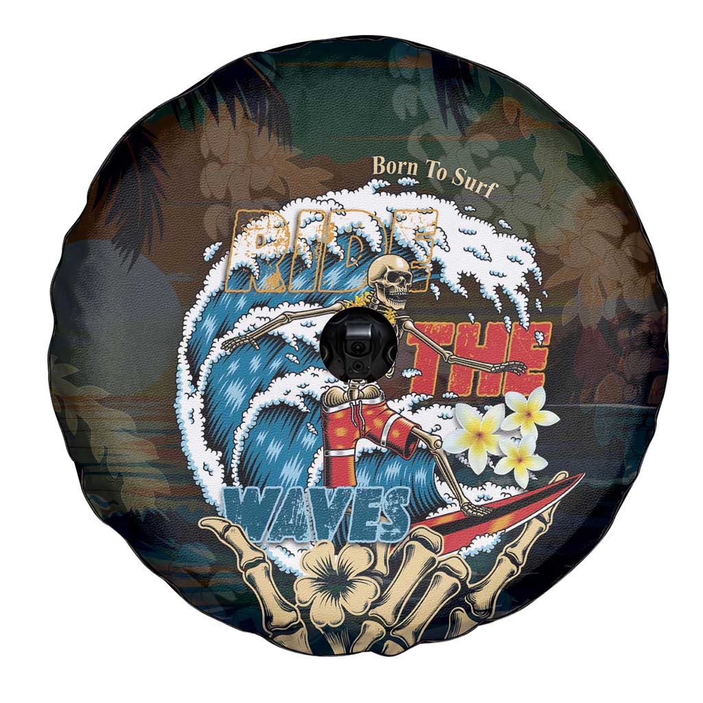 Aloha Hawaii Surfing Skull Spare Tire Cover Shaka Skeleton Ride The Waves - Polynesian Pride