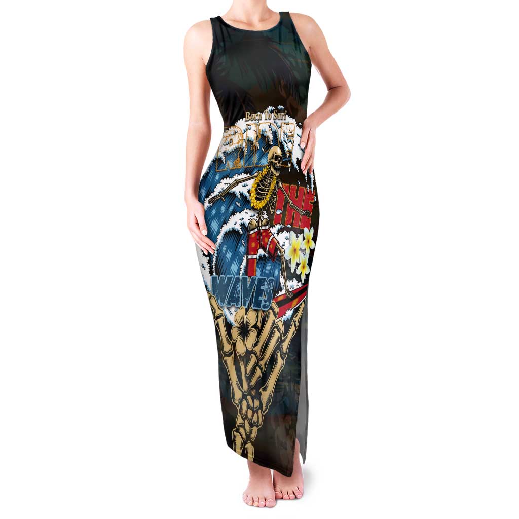 Aloha Hawaii Surfing Skull Tank Maxi Dress Shaka Skeleton Ride The Waves - Polynesian Pride