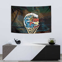 Aloha Hawaii Surfing Skull Tapestry Shaka Skeleton Ride The Waves - Polynesian Pride