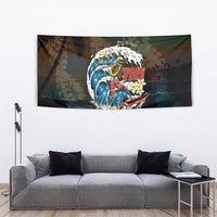 Aloha Hawaii Surfing Skull Tapestry Shaka Skeleton Ride The Waves - Polynesian Pride