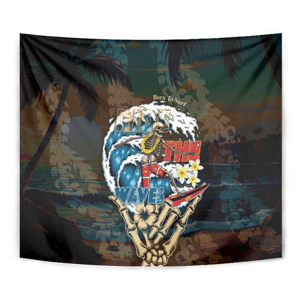 Aloha Hawaii Surfing Skull Tapestry Shaka Skeleton Ride The Waves - Polynesian Pride
