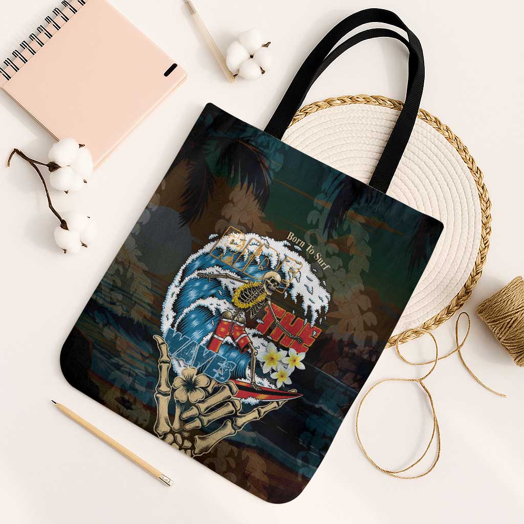 Aloha Hawaii Surfing Skull Tote Bag Shaka Skeleton Ride The Waves - Polynesian Pride