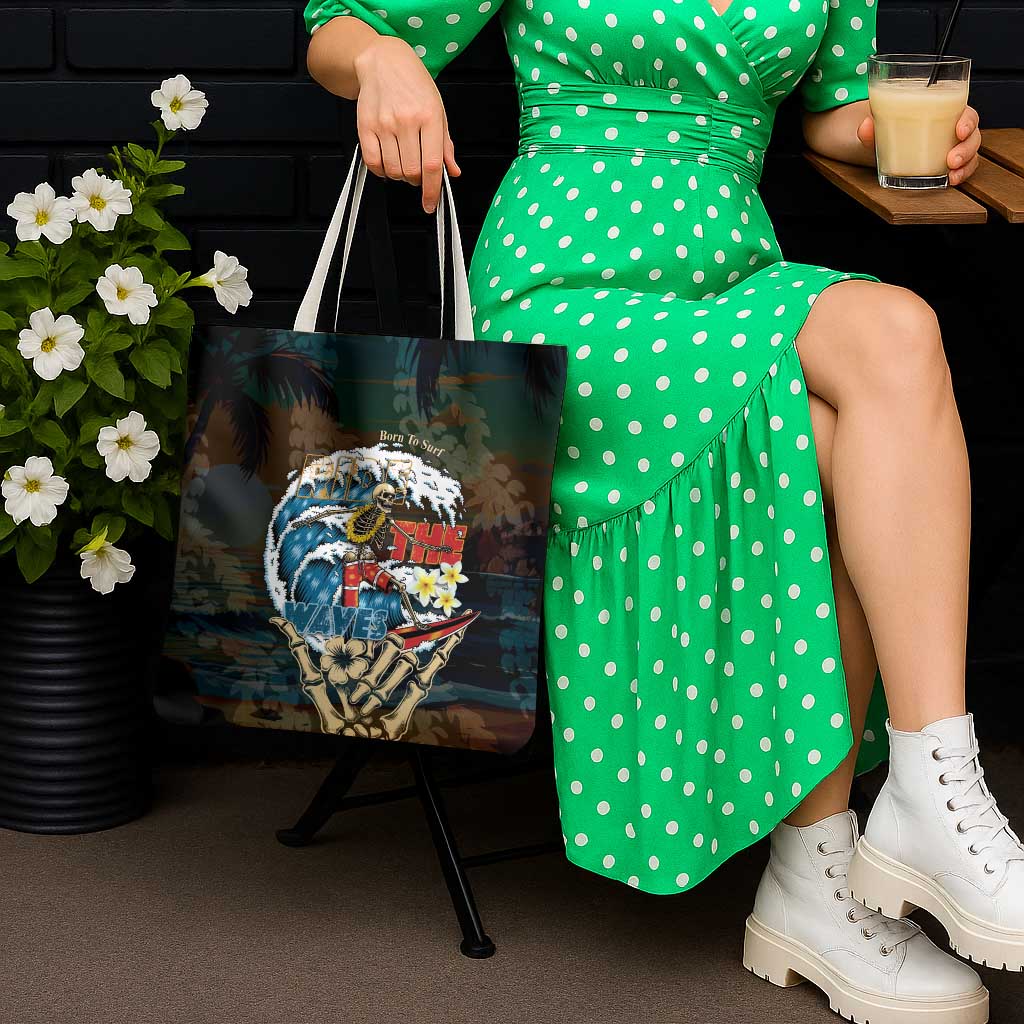 Aloha Hawaii Surfing Skull Tote Bag Shaka Skeleton Ride The Waves - Polynesian Pride