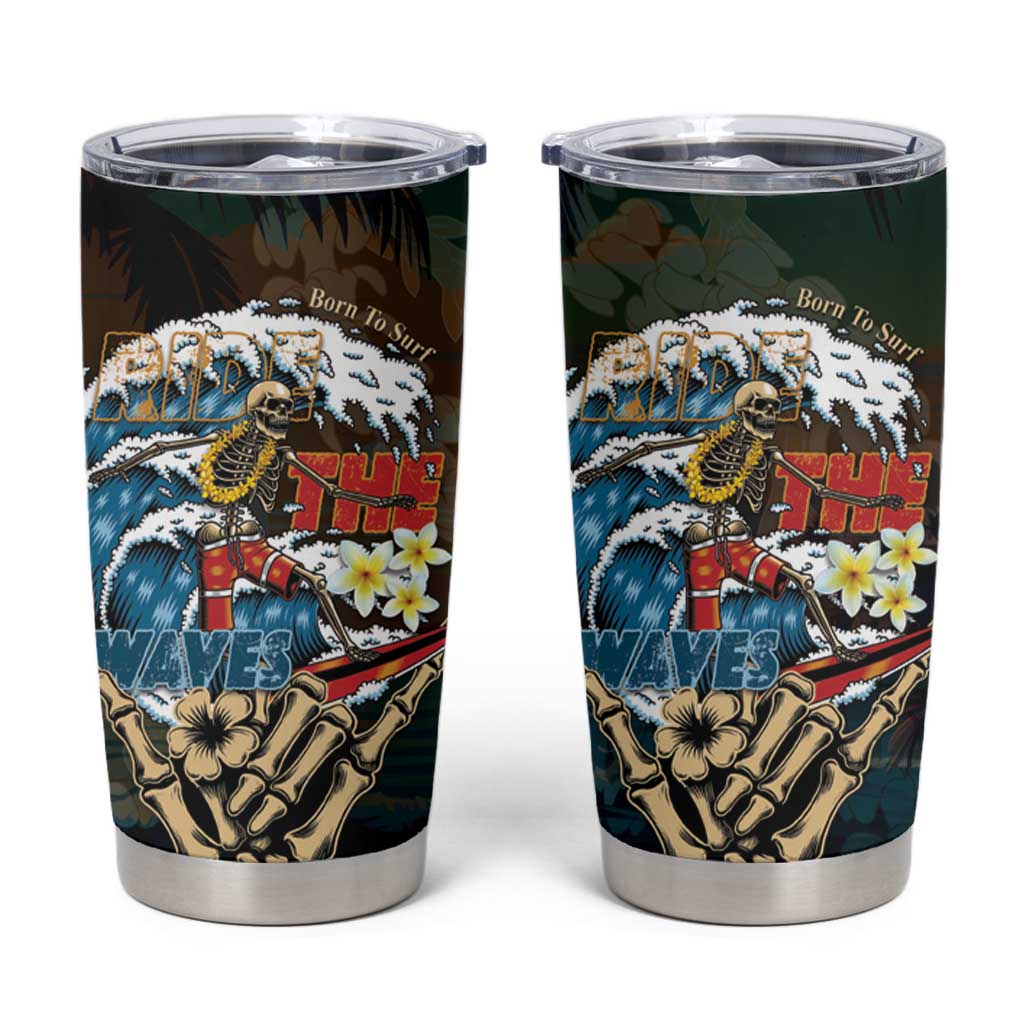 Aloha Hawaii Surfing Skull Tumbler Cup Shaka Skeleton Ride The Waves - Polynesian Pride