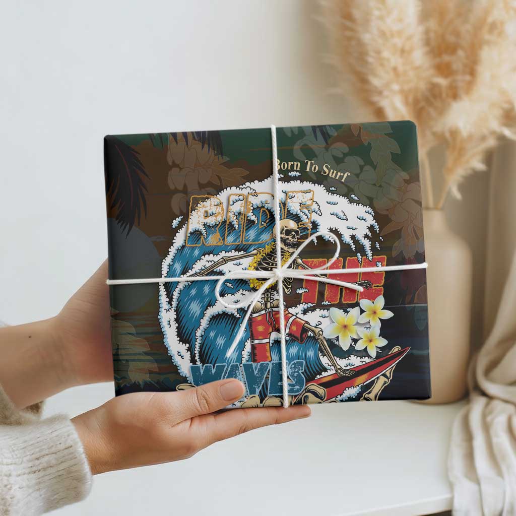 Aloha Hawaii Surfing Skull Wrapping Paper Shaka Skeleton Ride The Waves - Polynesian Pride