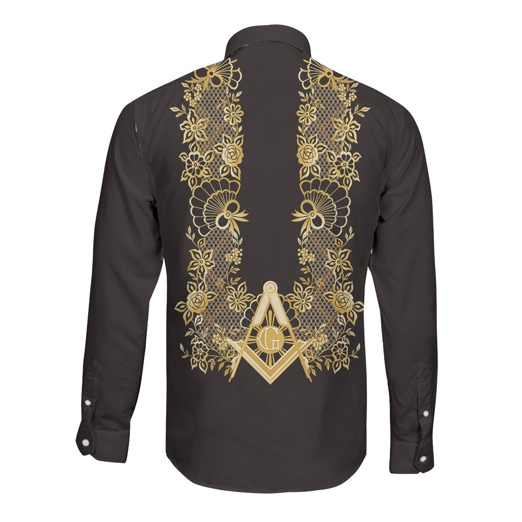 Personalised Filipino Freemasonry Long Sleeve Button Shirt Masonic Barong Tagalog Inspired Ivory White LT14 - Polynesian Pride