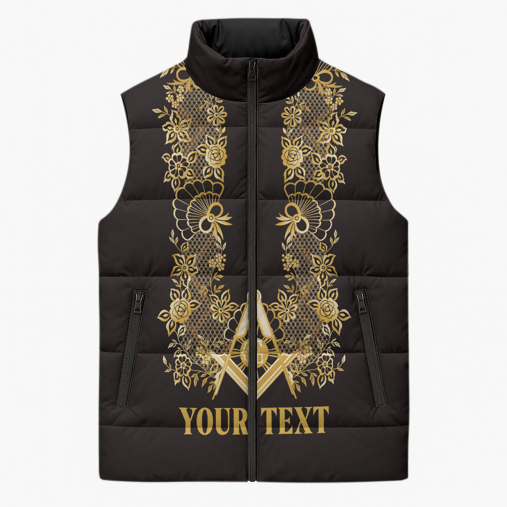 Personalised Filipino Freemasonry Sleeveless Puffer Jacket Masonic Barong Tagalog Inspired Ivory White LT14 Unisex Ivory White - Polynesian Pride