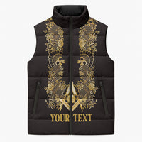 Personalised Filipino Freemasonry Sleeveless Puffer Jacket Masonic Barong Tagalog Inspired Ivory White LT14 Unisex Ivory White - Polynesian Pride