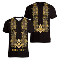 Personalised Filipino Freemasonry Women V-Neck T-Shirt Masonic Barong Tagalog Inspired Ivory White LT14 - Polynesian Pride