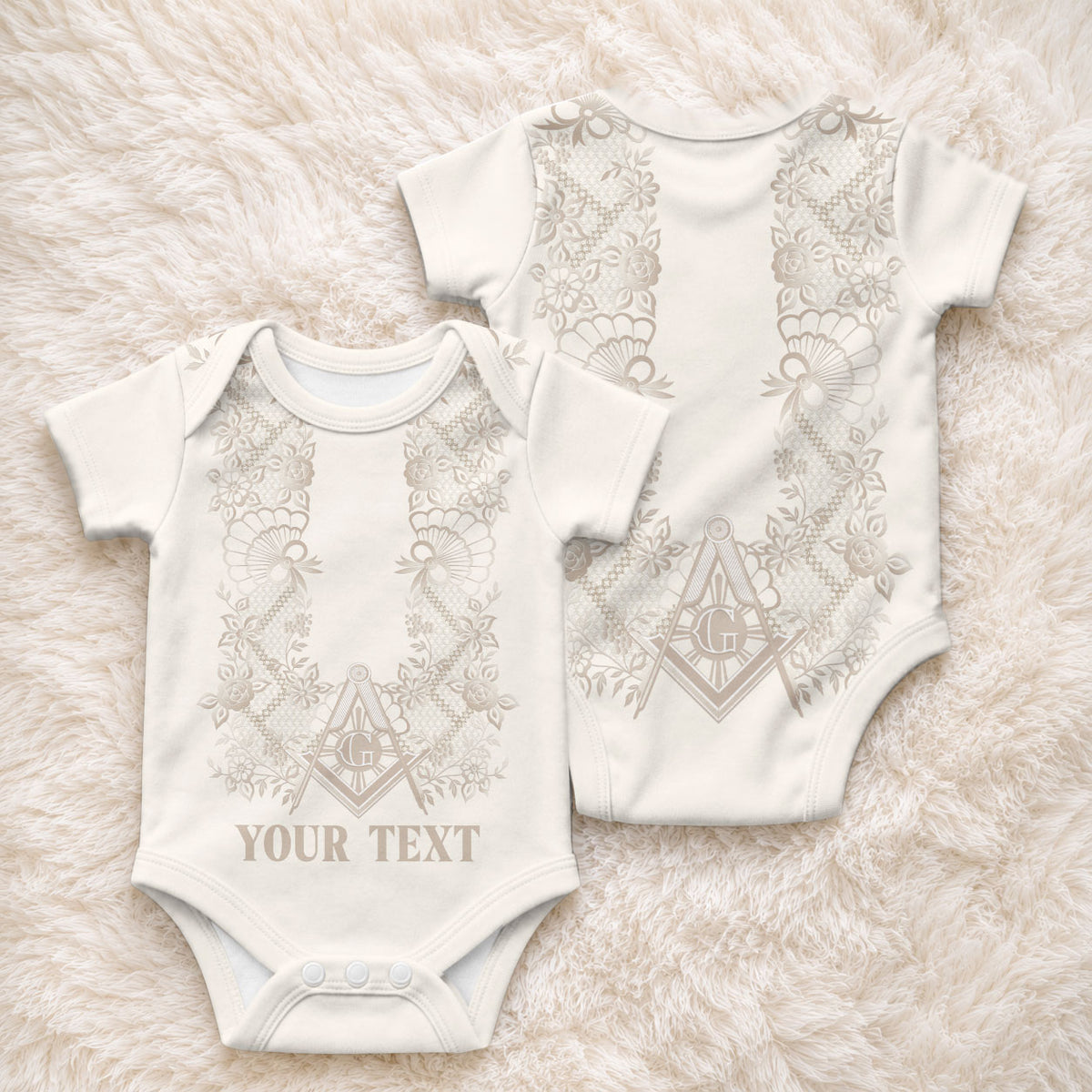 Personalised Filipino Freemasonry Baby Onesie Masonic Barong Tagalog Inspired Black