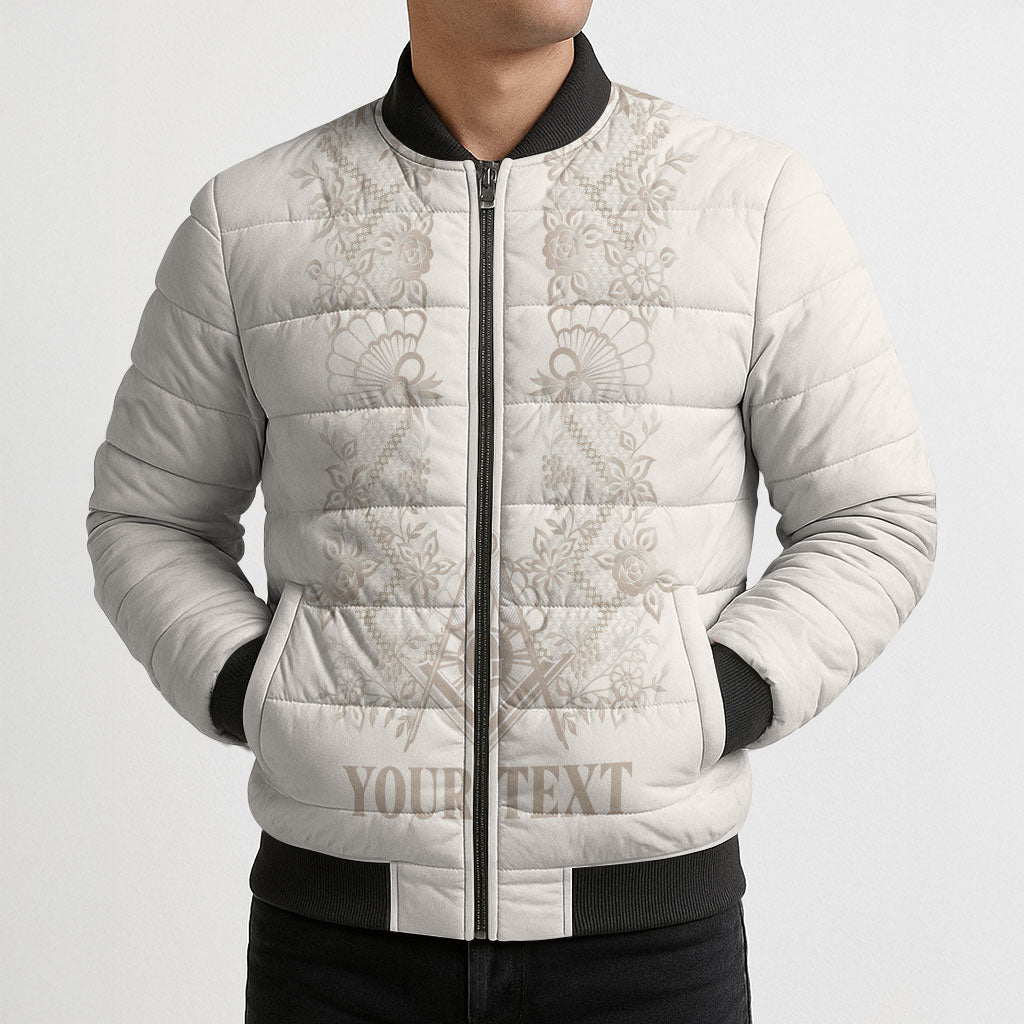 Personalised Filipino Freemasonry Bomber Puffer Jacket Masonic Barong Tagalog Inspired Black LT14 - Polynesian Pride