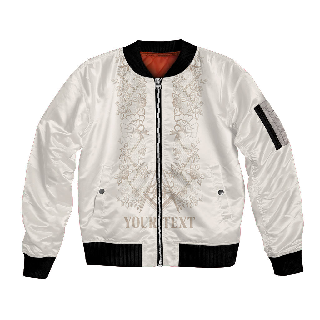 Personalised Filipino Freemasonry Sleeve Zip Bomber Jacket Masonic Barong Tagalog Inspired Black LT14 Unisex Black - Polynesian Pride