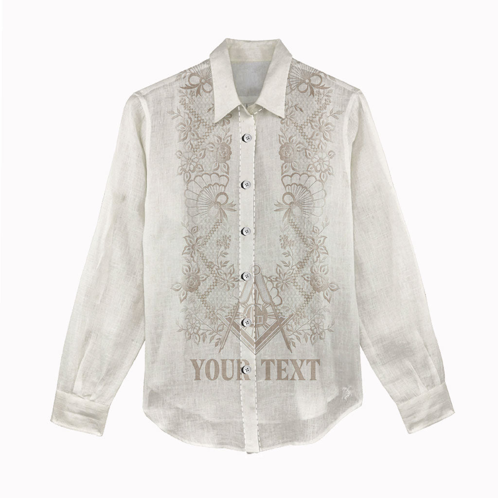 Personalised Filipino Freemasonry Women Casual Shirt Masonic Barong Tagalog Inspired Black LT14 - Polynesian Pride
