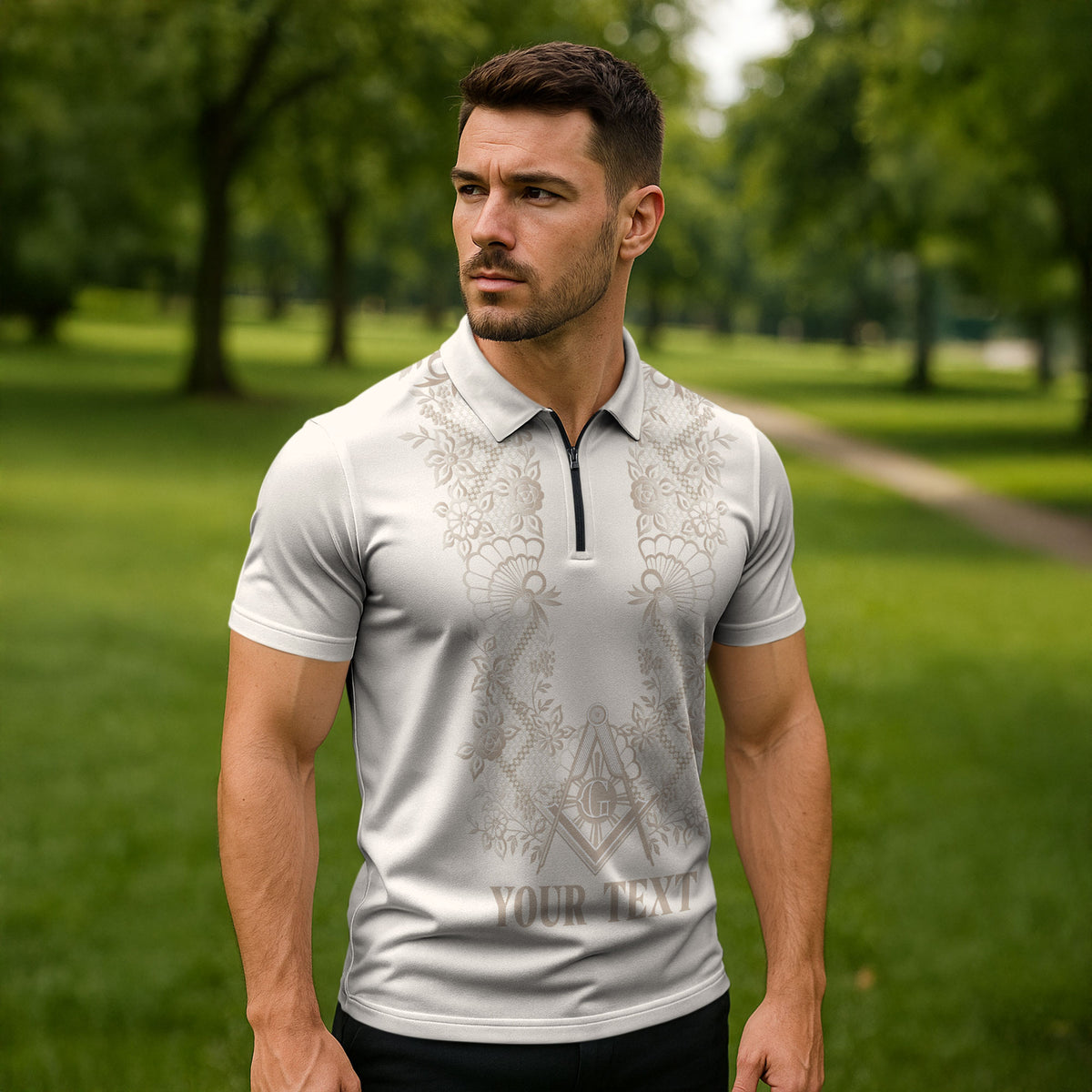 Personalised Filipino Freemasonry Zipper Polo Shirt Masonic Barong Tagalog Inspired Black LT14 - Polynesian Pride