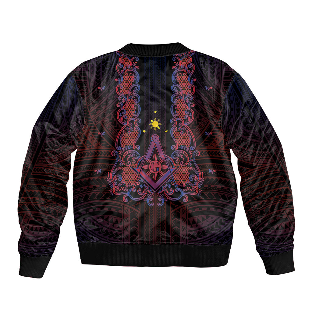 Personalised Philippines Barong Tagalog Freemasonry Bomber Jacket Filipino Masonic Polynesian Pattern LT14 - Polynesian Pride