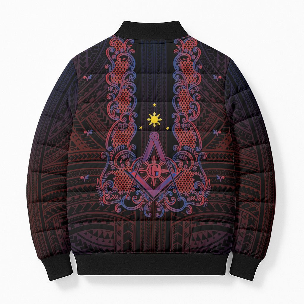 Personalised Philippines Barong Tagalog Freemasonry Bomber Puffer Jacket Filipino Masonic Polynesian Pattern LT14 - Polynesian Pride