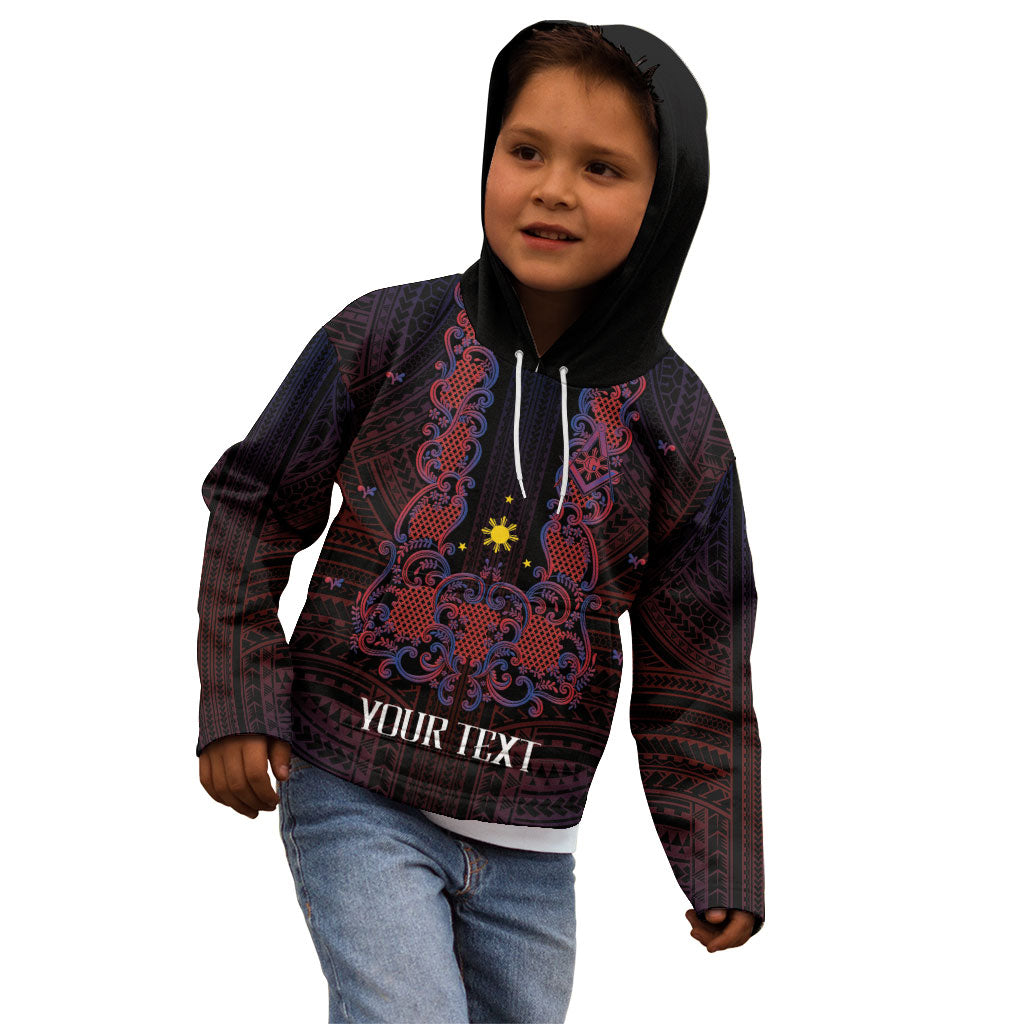 Personalised Philippines Barong Tagalog Freemasonry Kid Hoodie Filipino Masonic Polynesian Pattern LT14 - Polynesian Pride