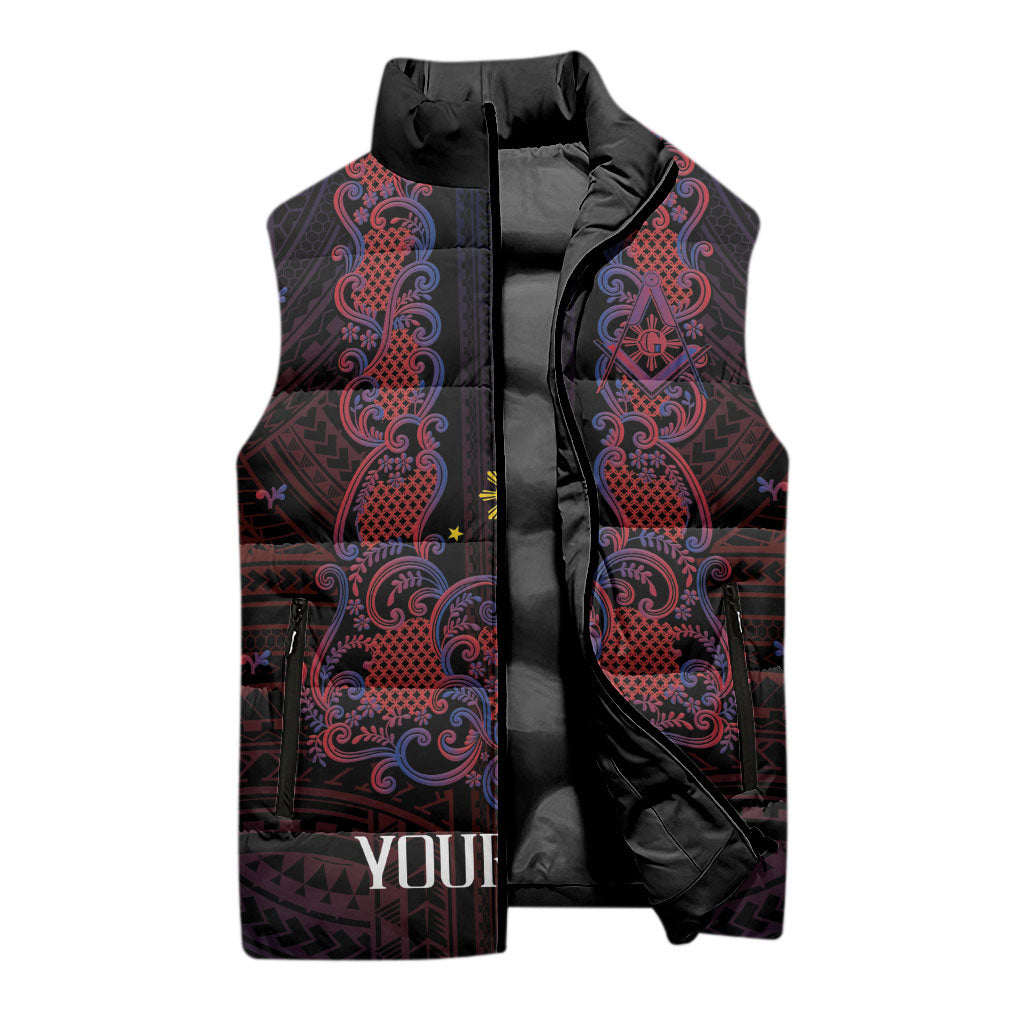 Personalised Philippines Barong Tagalog Freemasonry Sleeveless Puffer Jacket Filipino Masonic Polynesian Pattern LT14 - Polynesian Pride