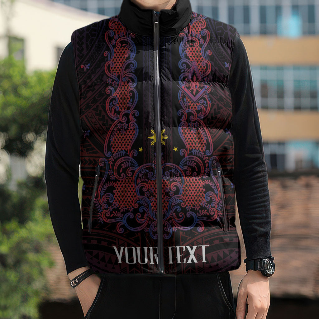 Personalised Philippines Barong Tagalog Freemasonry Sleeveless Puffer Jacket Filipino Masonic Polynesian Pattern LT14 - Polynesian Pride