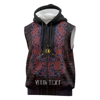Personalised Philippines Barong Tagalog Freemasonry Sleeveless Zip Hoodie Filipino Masonic Polynesian Pattern LT14 Black - Polynesian Pride
