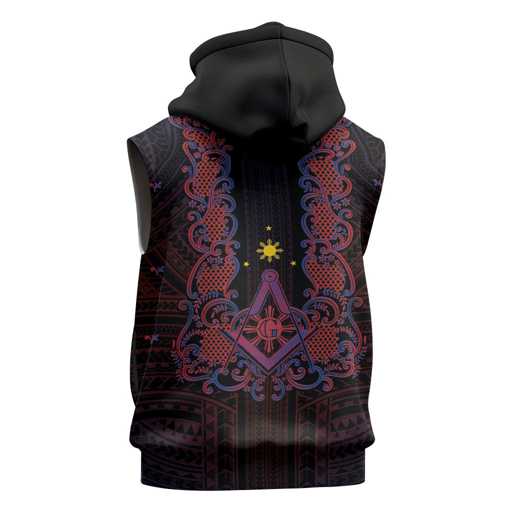 Personalised Philippines Barong Tagalog Freemasonry Sleeveless Zip Hoodie Filipino Masonic Polynesian Pattern LT14 - Polynesian Pride
