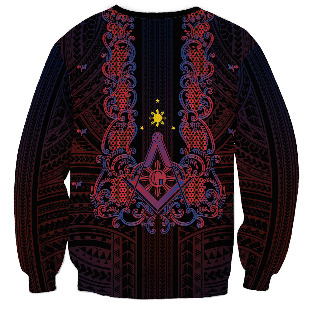 Personalised Philippines Barong Tagalog Freemasonry Sweatshirt Filipino Masonic Polynesian Pattern LT14 - Polynesian Pride
