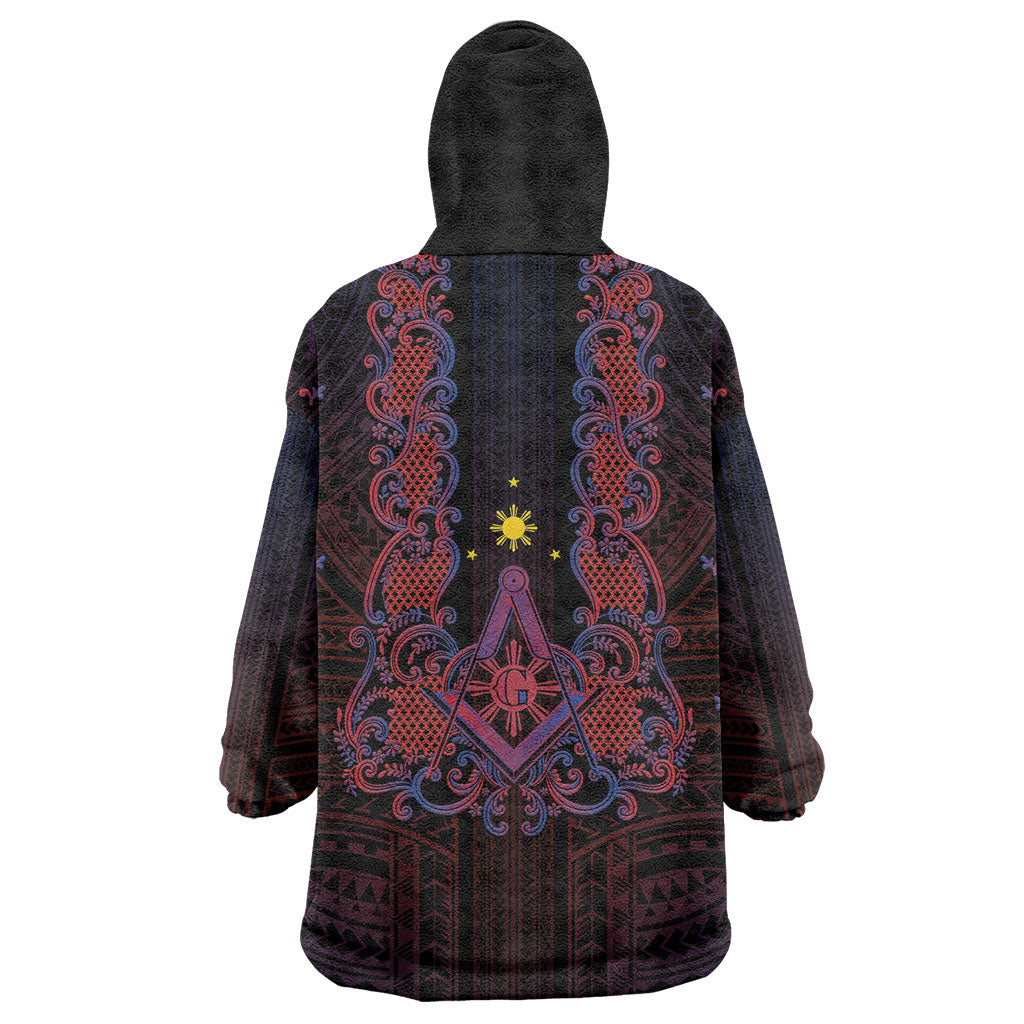 Personalised Philippines Barong Tagalog Freemasonry Wearable Blanket Hoodie Filipino Masonic Polynesian Pattern LT14 - Polynesian Pride
