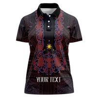 Personalised Philippines Barong Tagalog Freemasonry Women Polo Shirt Filipino Masonic Polynesian Pattern LT14 Female Black - Polynesian Pride