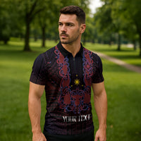 Personalised Philippines Barong Tagalog Freemasonry Zipper Polo Shirt Filipino Masonic Polynesian Pattern LT14 - Polynesian Pride