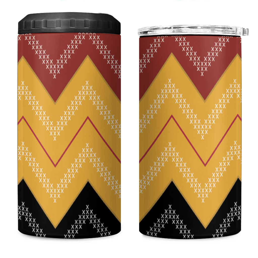 Kaokao Maori Tukutuku Inspired New Zealand 4 in 1 Can Cooler Tumbler LT14 One Size: 16 oz Multicolor - Polynesian Pride