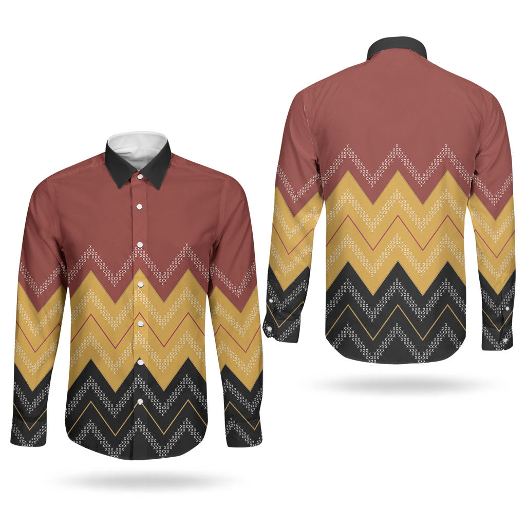 Kaokao Maori Tukutuku Inspired New Zealand Couples Matching Long Sleeve Bodycon Dress and Long Sleeve Button Shirt LT14 - Polynesian Pride