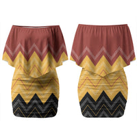 Kaokao Maori Tukutuku Inspired New Zealand Couples Matching Off Shoulder Short Dress and Long Sleeve Button Shirt LT14 - Polynesian Pride