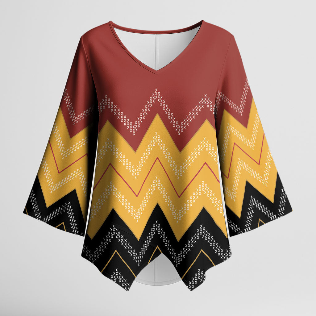 Kaokao Maori Tukutuku Inspired New Zealand Kimono Sleeve Blouse LT14 Female Multicolor - Polynesian Pride