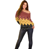 Kaokao Maori Tukutuku Inspired New Zealand Off Shoulder Sweater LT14 - Polynesian Pride