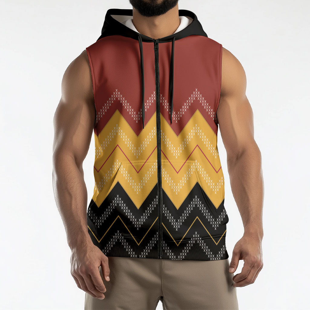 Kaokao Maori Tukutuku Inspired New Zealand Sleeveless Zip Hoodie