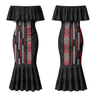 Roimata Toroa Maori Taniko Inspired New Zealand Couples Matching Mermaid Dress and Long Sleeve Button Shirt