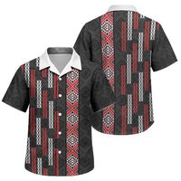Roimata Toroa Maori Taniko Inspired New Zealand Family Matching Off Shoulder Maxi Dress and Hawaiian Shirt LT14 Son's Shirt Black - Polynesian Pride
