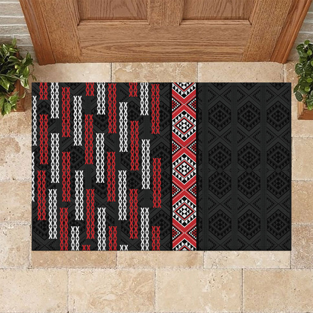 Roimata Toroa Maori Taniko Inspired New Zealand Rubber Doormat LT14 Black - Polynesian Pride