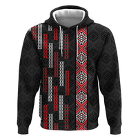 Roimata Toroa Maori Taniko Inspired New Zealand Zip Hoodie