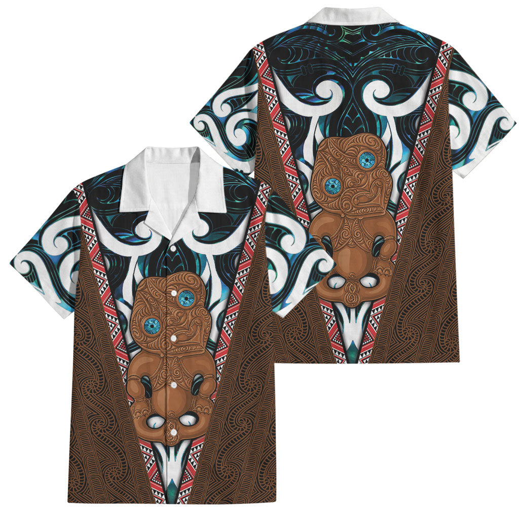 New Zealand Whakairo Family Matching Mermaid Dress and Hawaiian Shirt Tiki Maori Carving Taniko Motifs LT14 Dad's Shirt - Short Sleeve Multicolor - Polynesian Pride
