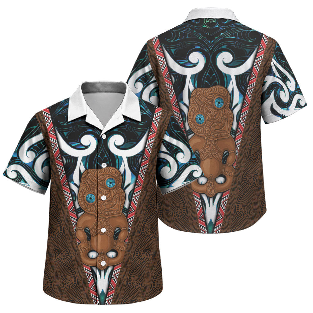 New Zealand Whakairo Family Matching Puletasi and Hawaiian Shirt Tiki Maori Carving Taniko Motifs LT14 Son's Shirt Multicolor - Polynesian Pride